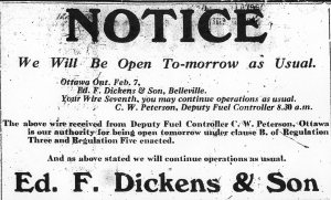 Ad for Dickens & Son