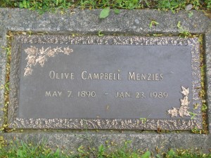 Olive Campbell Menzies headstone