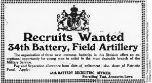 Recruits Wanted 34th Battery