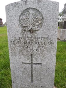 Edith May Allison's headstone in Deseronto Cemetery