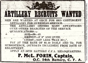 Artillery Recruits Wanted