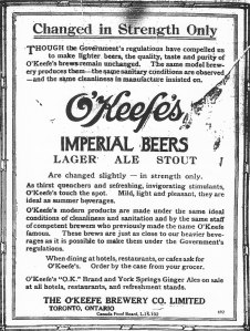 Ad for O'Keefe beer