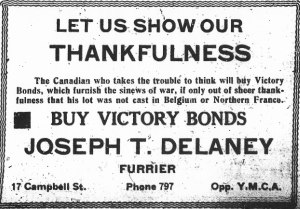 Delaney Furrier ad for Victory Bonds