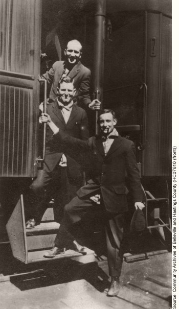 Bill Holland at bottom and Arthur Burton in middle, ca. September 1915